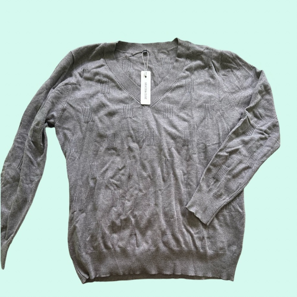 Gray V-Neck Sweater